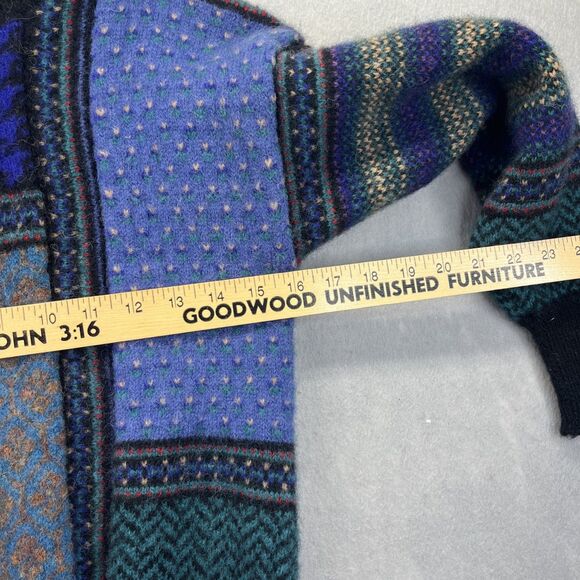 Lady Clansman Shetland Wool Sz M Fair Isle Colorblock Purple Blue Vintage - Picture 14 of 16